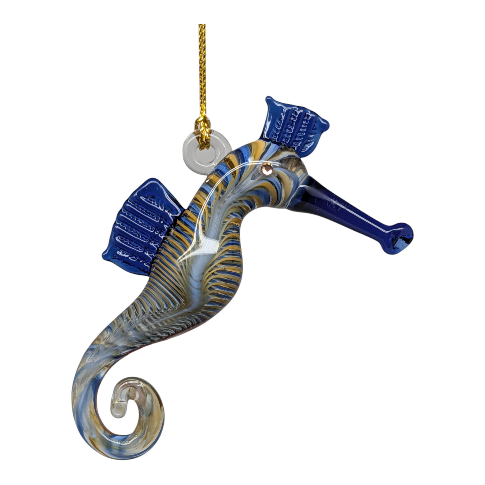 Royal Blue and Clear Seahorse Ornament with Asfour Crystal Eyes
