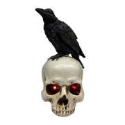 Gothic Crow on Skull Light-Up Figurine - The Watchful Sentry