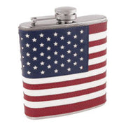 Travel Hip Flask - Stainless Steel American Flag Wrap Red White & Booze by Homeportonline