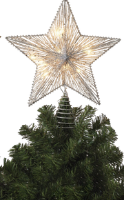 Electric Lighted Glitter & Mesh Star Tree Topper with 10 Lights, Spring Base