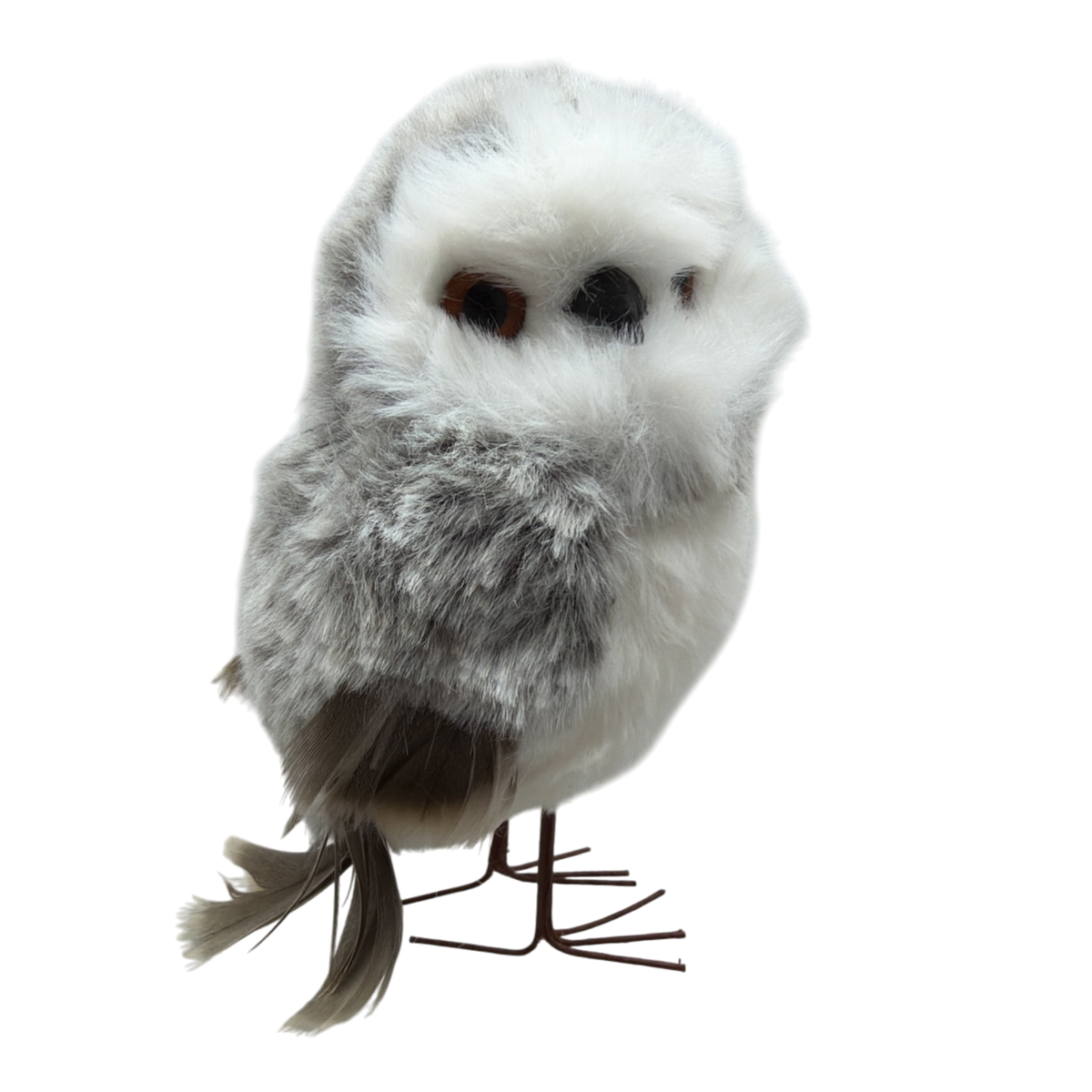 Jasper Faux Fur Owl Figurine - Looking Right