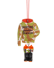 Camo Hunting Hoodie w/Boots Ornament - Hunting Is My Favorite Season