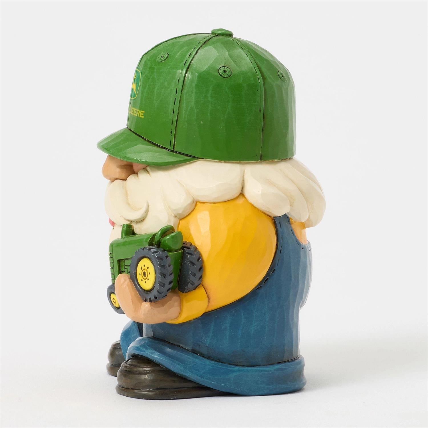 Farmer Gnome Holding Deere Tractor