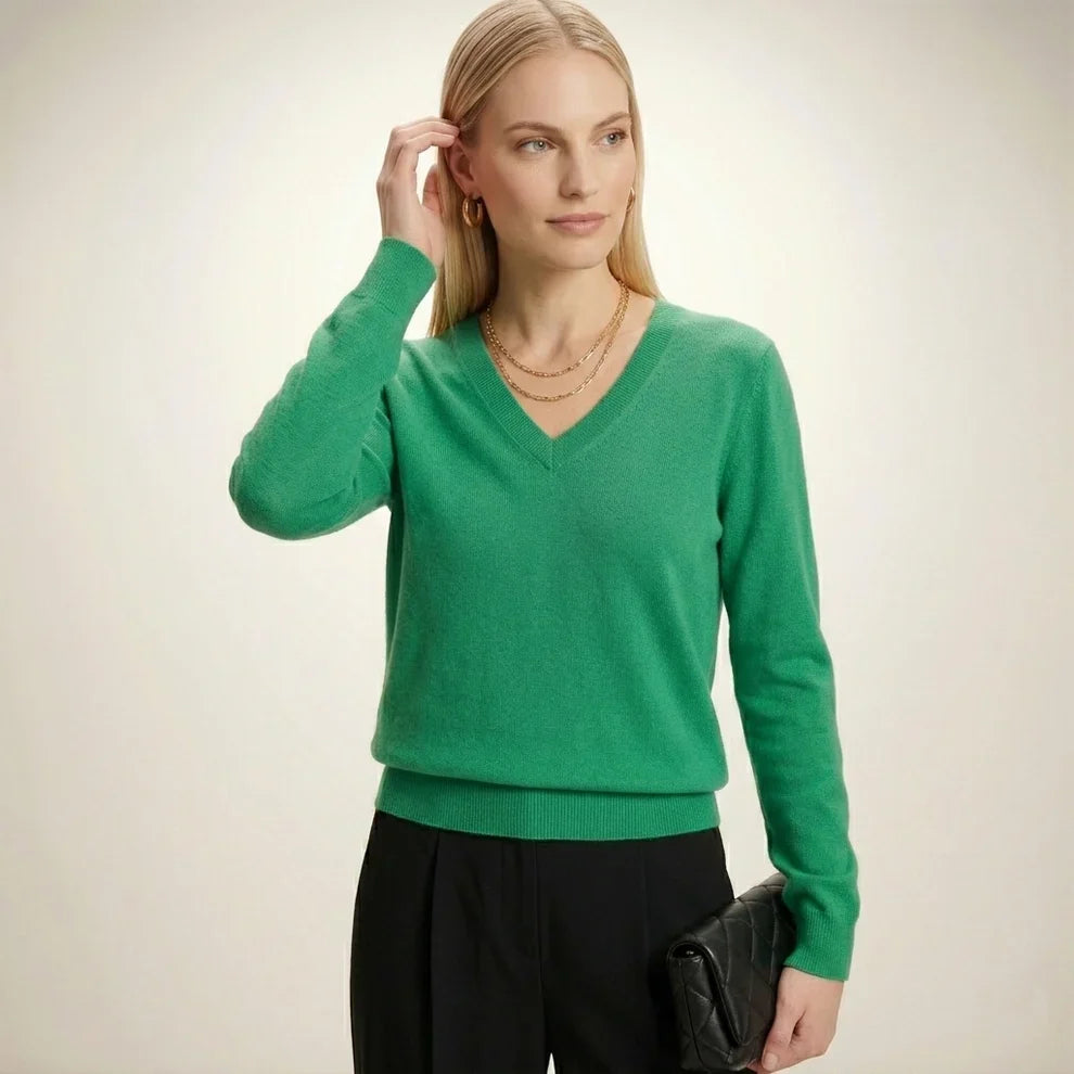 Lumusae Women's Original Cashmere V-Neck Sweater