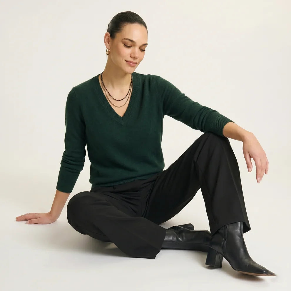 Lumusae Women's Original Cashmere V-Neck Sweater