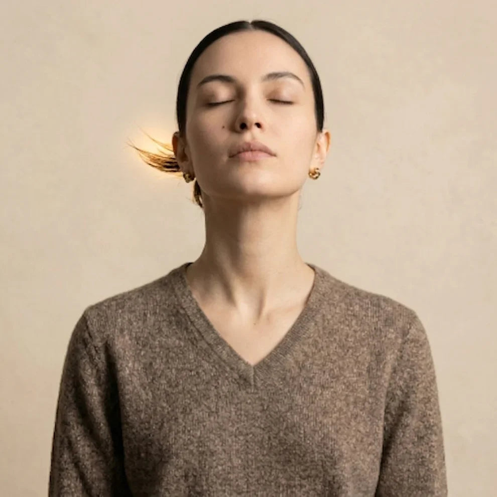 Lumusae Women's Original Undyed Cashmere V-Neck Sweater