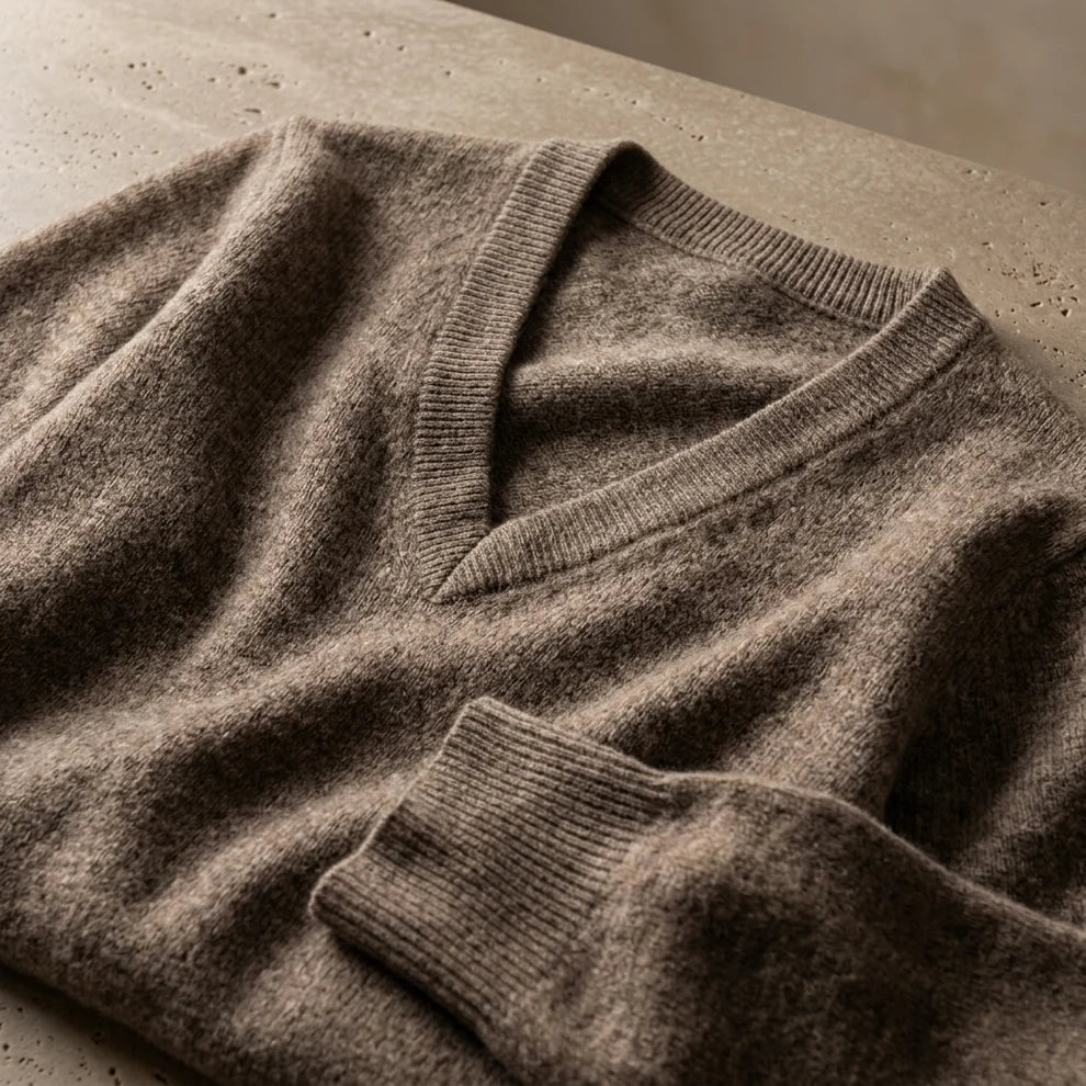 Lumusae Women's Original Undyed Cashmere V-Neck Sweater