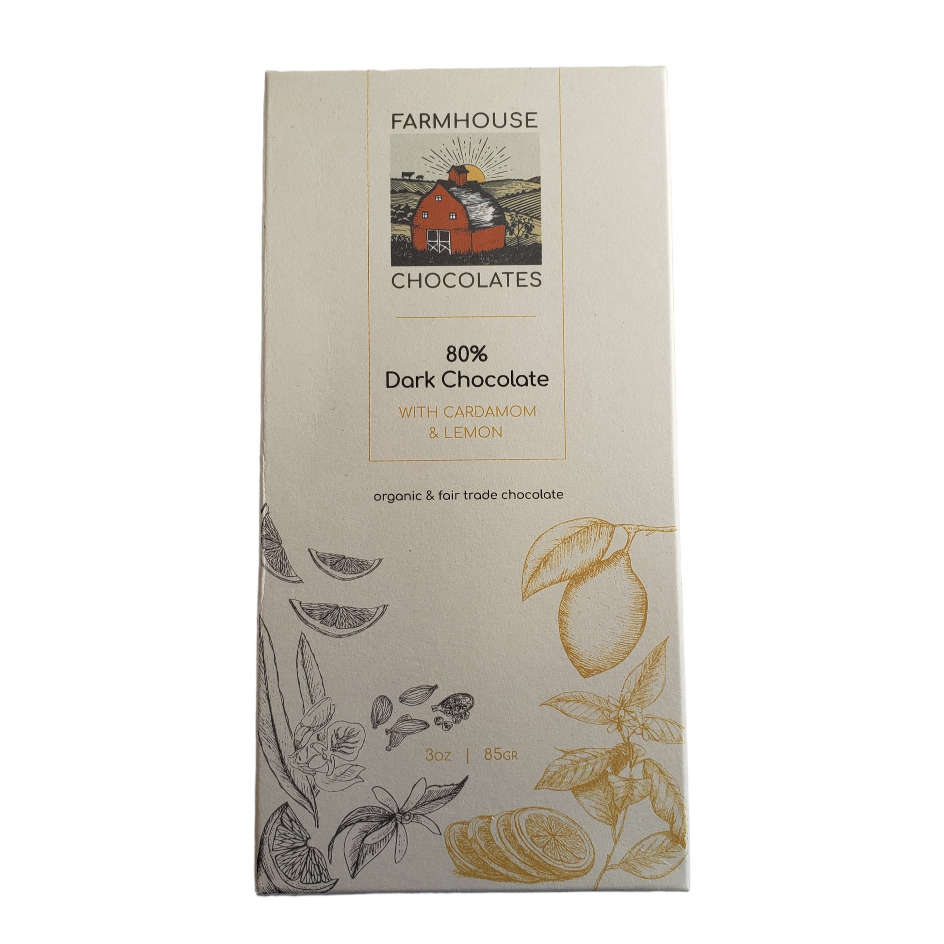 Farmhouse Chocolate Cardamom & Lemon 80% Bar