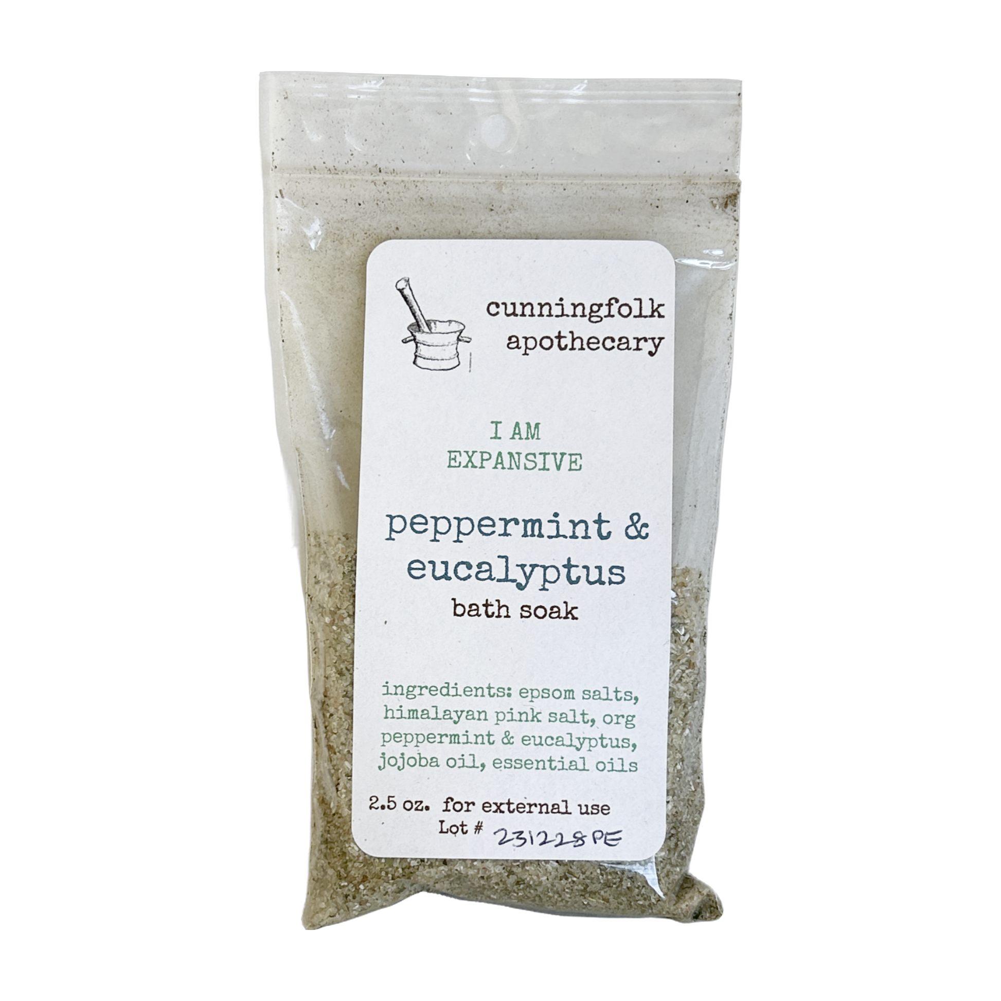 cunningfolk apothecary peppermint & eucalyptus bath soak 2.7 oz