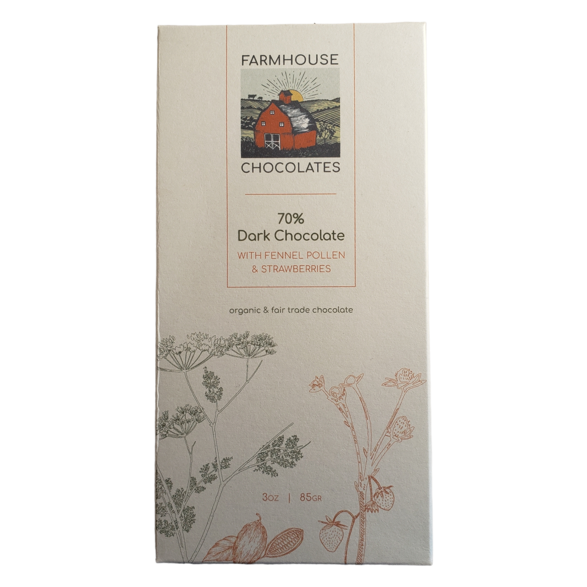 Farmhouse Chocolate Fennel Pollen & Strawberries 70% Bar