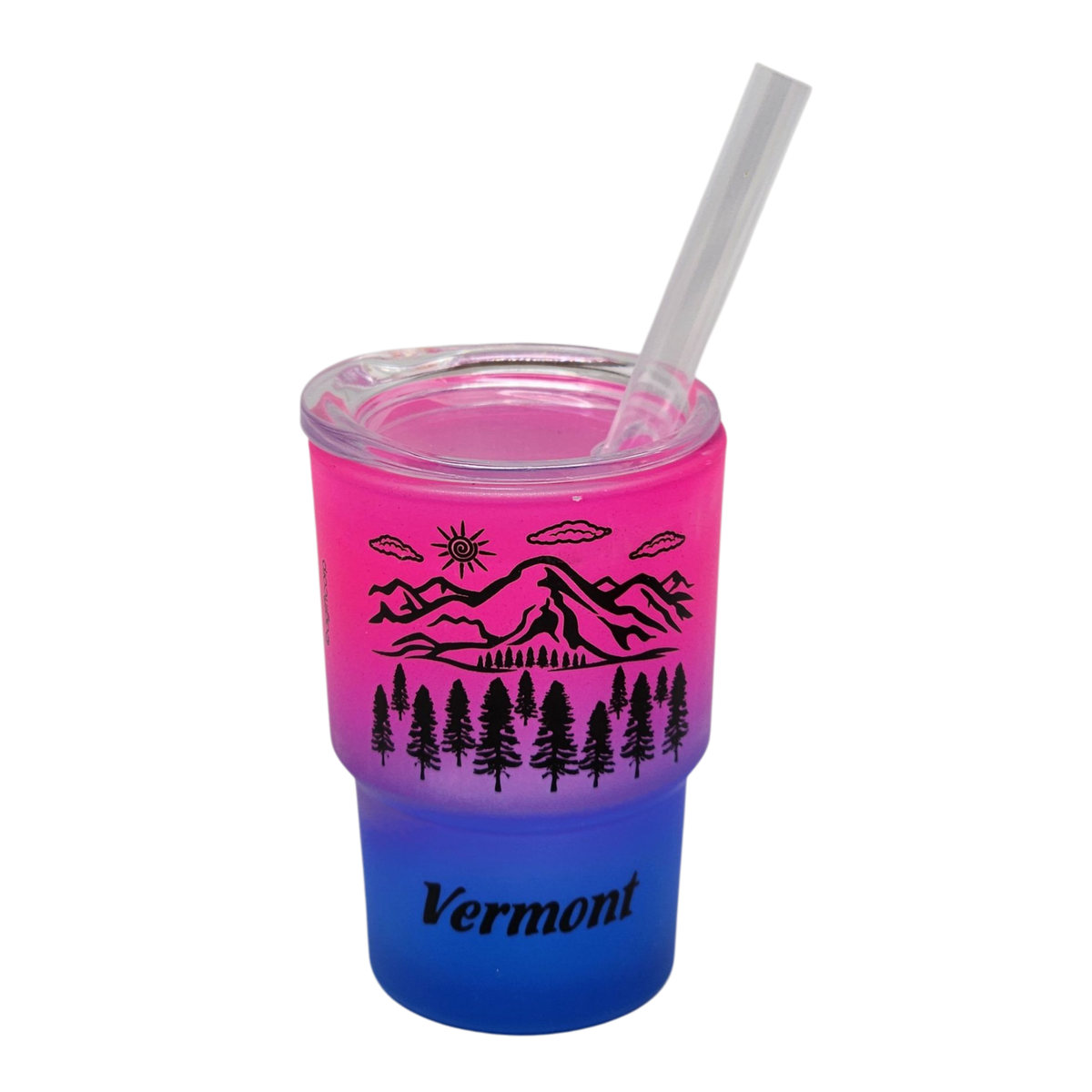 Vermont Green Mountains Glass 2oz Shooter - Mountain Sunrise