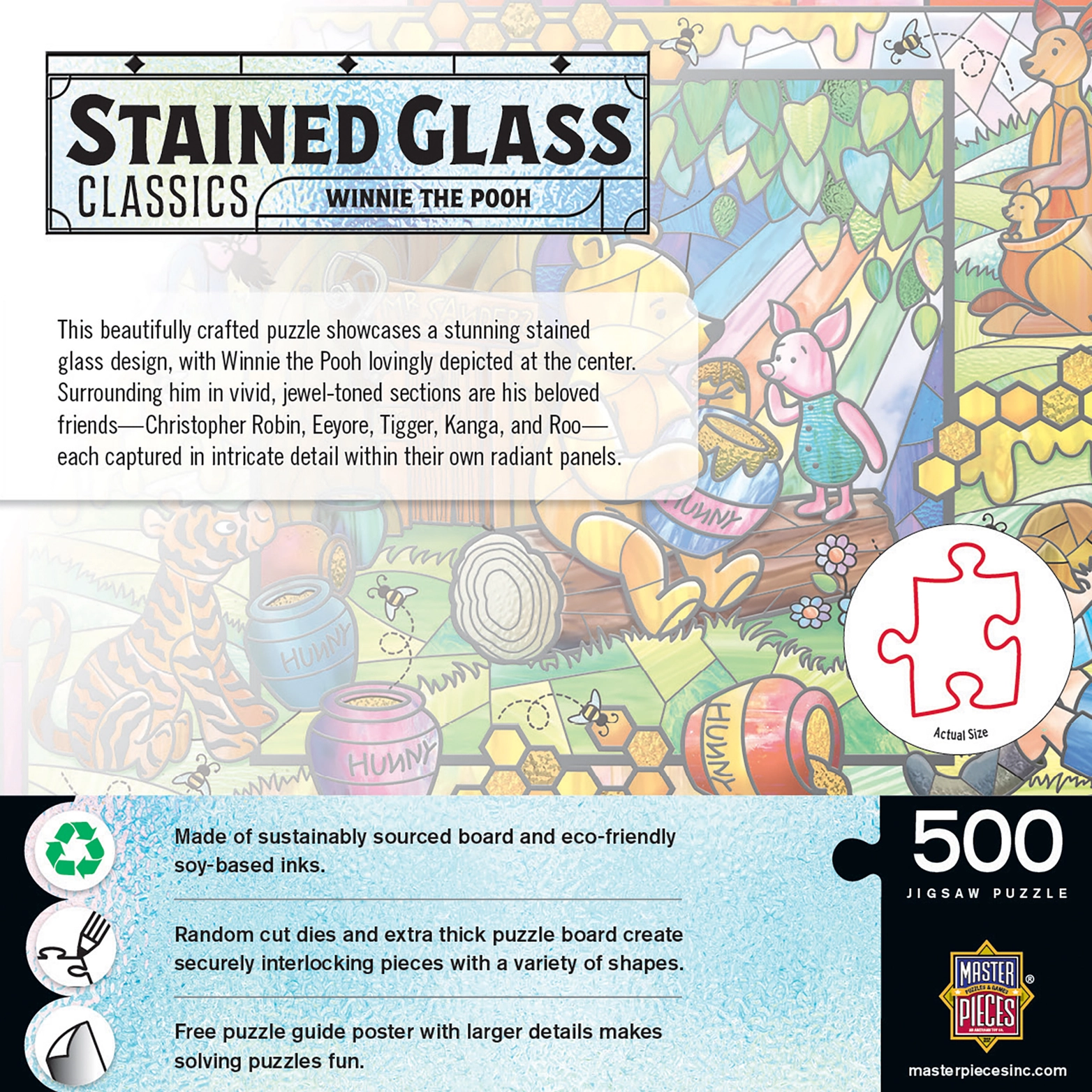 Stained Glass - Winnie the Pooh 500 Piece Jigsaw Puzzle