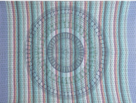Tapestry Twin Size Overprint Madras Circle Bagru Blue by Homeportonline