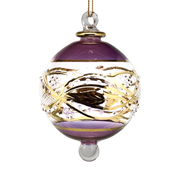Floral Etched 3" Glass Ball - Purple