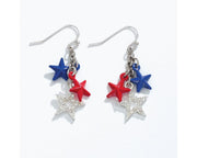 Patriotic Triple Star Dangle Earrings