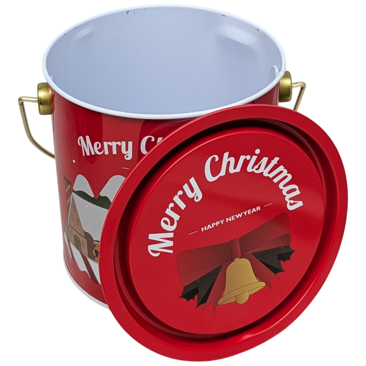 Gift Tin with Handle and Lid - Village Scene