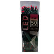 50-Light 5mm Pink LED Green Wire Light Set