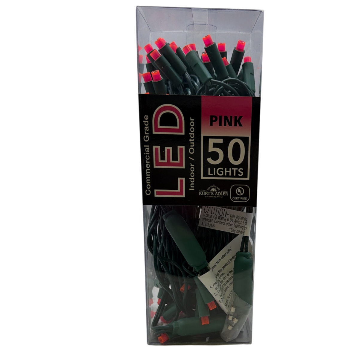 50-Light 5mm Pink LED Green Wire Light Set