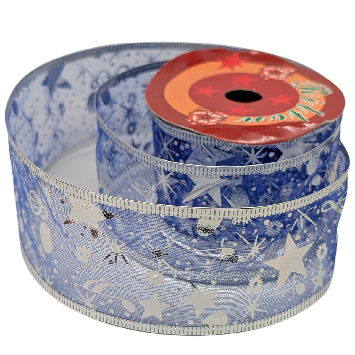 Sheer Wire-edged 2 inch Ribbon - 27 Feet - Blue