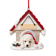 Ceramic Doghouse Ornament - Poodle White