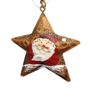 Rustic Santa Star Ornament - Hat Right