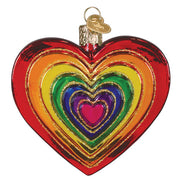 Rainbow Heart Glass Blown Ornament
