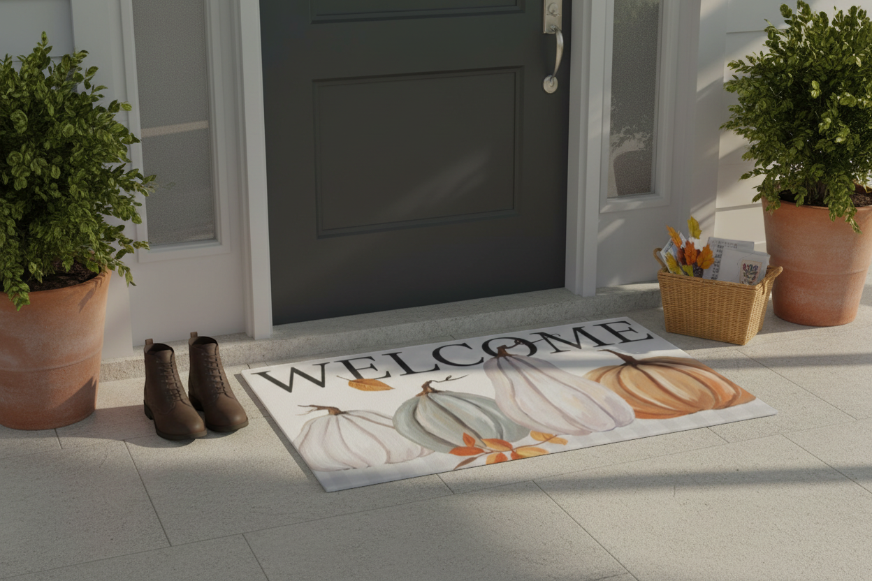 Pastel Pumpkin Patch "Welcome" Mat