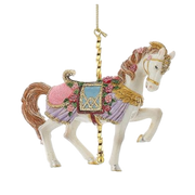 Resin Carousel Ornament - White Show Horse