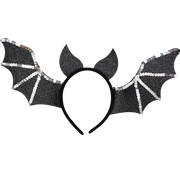 Halloween Headband Silver Trim Bat Wings - Kids Size