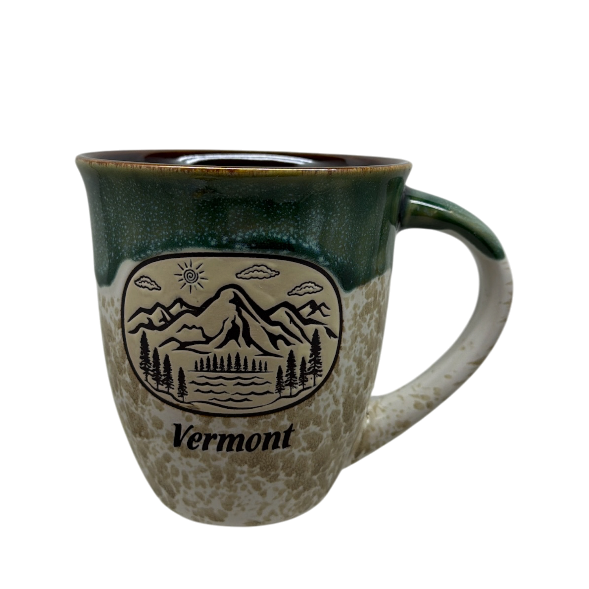 Mountain Scene Drip Glaze Mug - Green