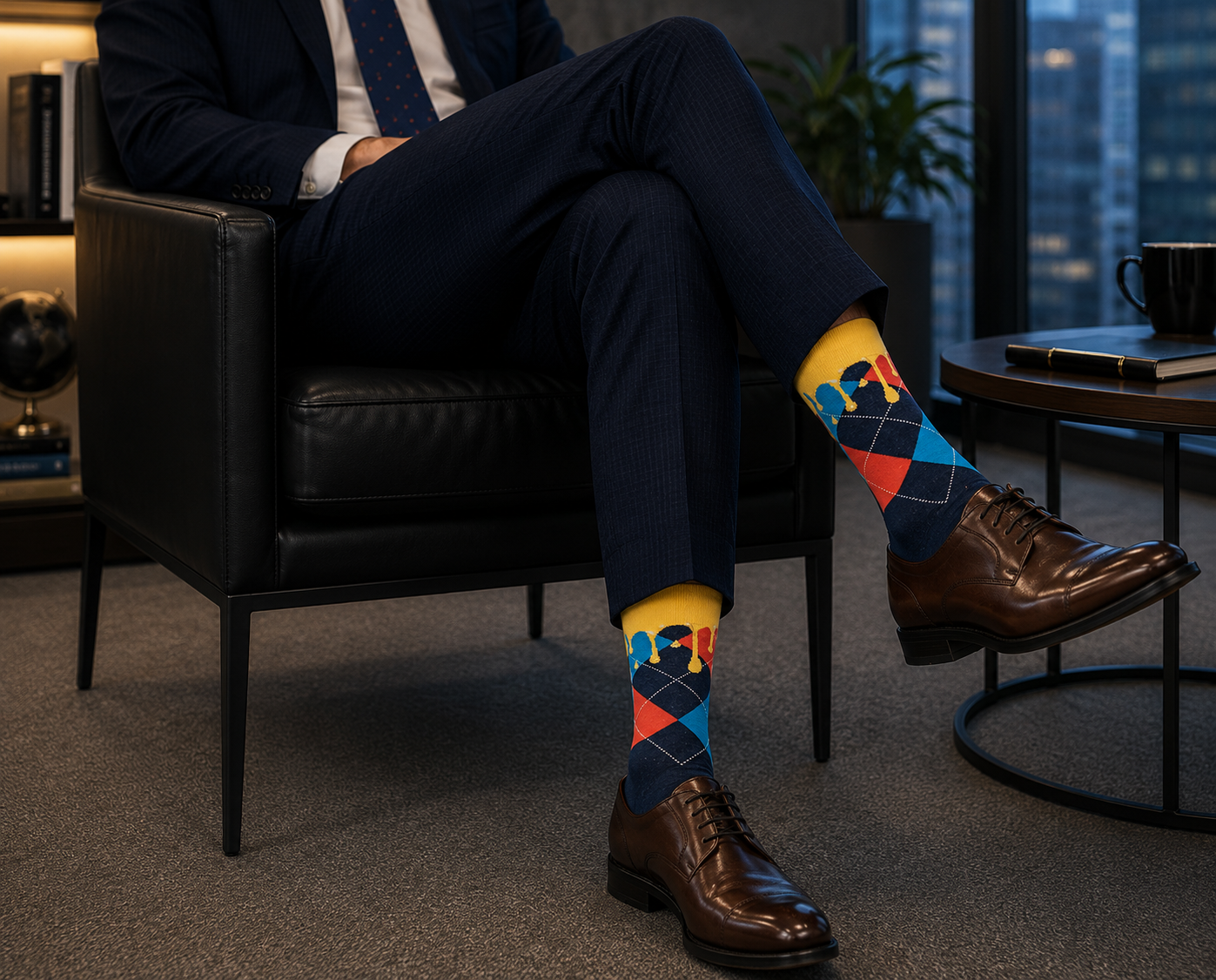 Painter Plaid Blue Men's Socks