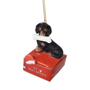 Dachshund - black with Bone Ornament