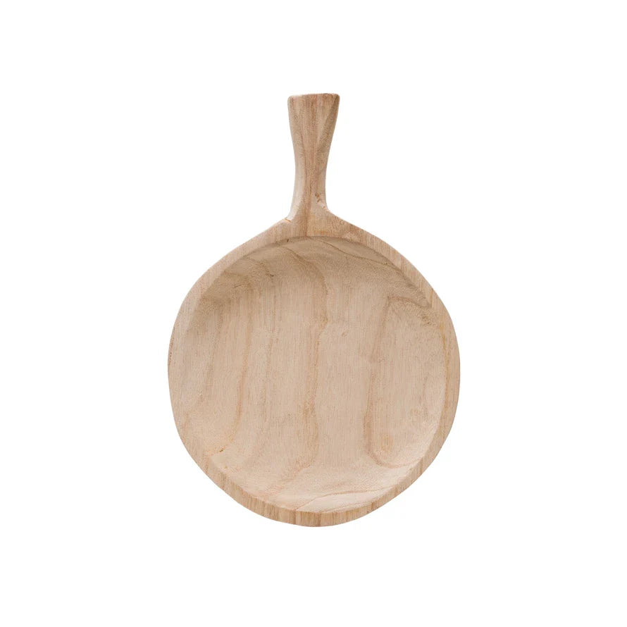 Tray with Handle Paulownia Wood Natural by Homeportonline
