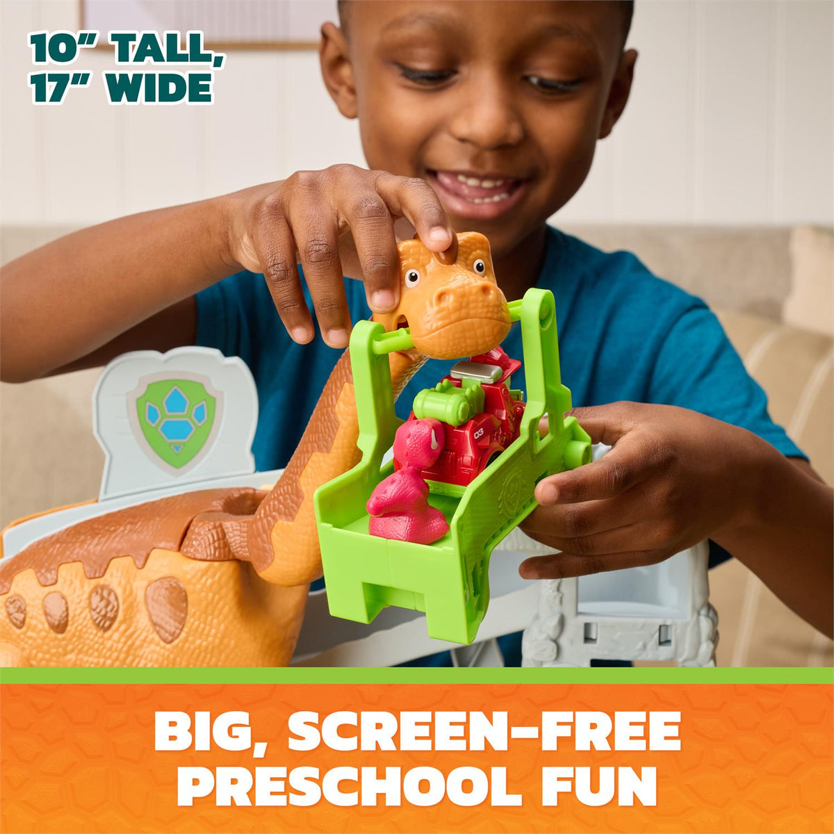 PAW Patrol: The Dino Movie, Lift & Race Dino Playset with 10-inch Brachiosaurus