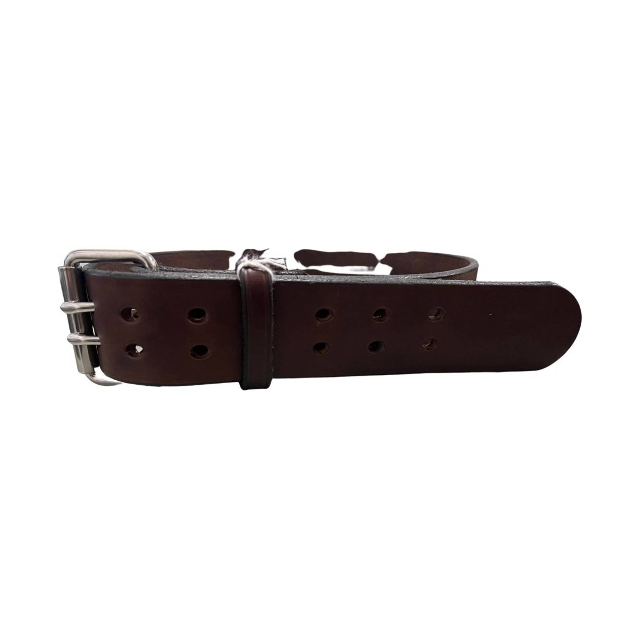 P&B Amish Men's Double Prong Leather Belt - Dark Brown by Lenny's Shoe & Apparel