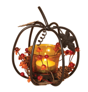Metal Pumpkin with Glass Candle Holder