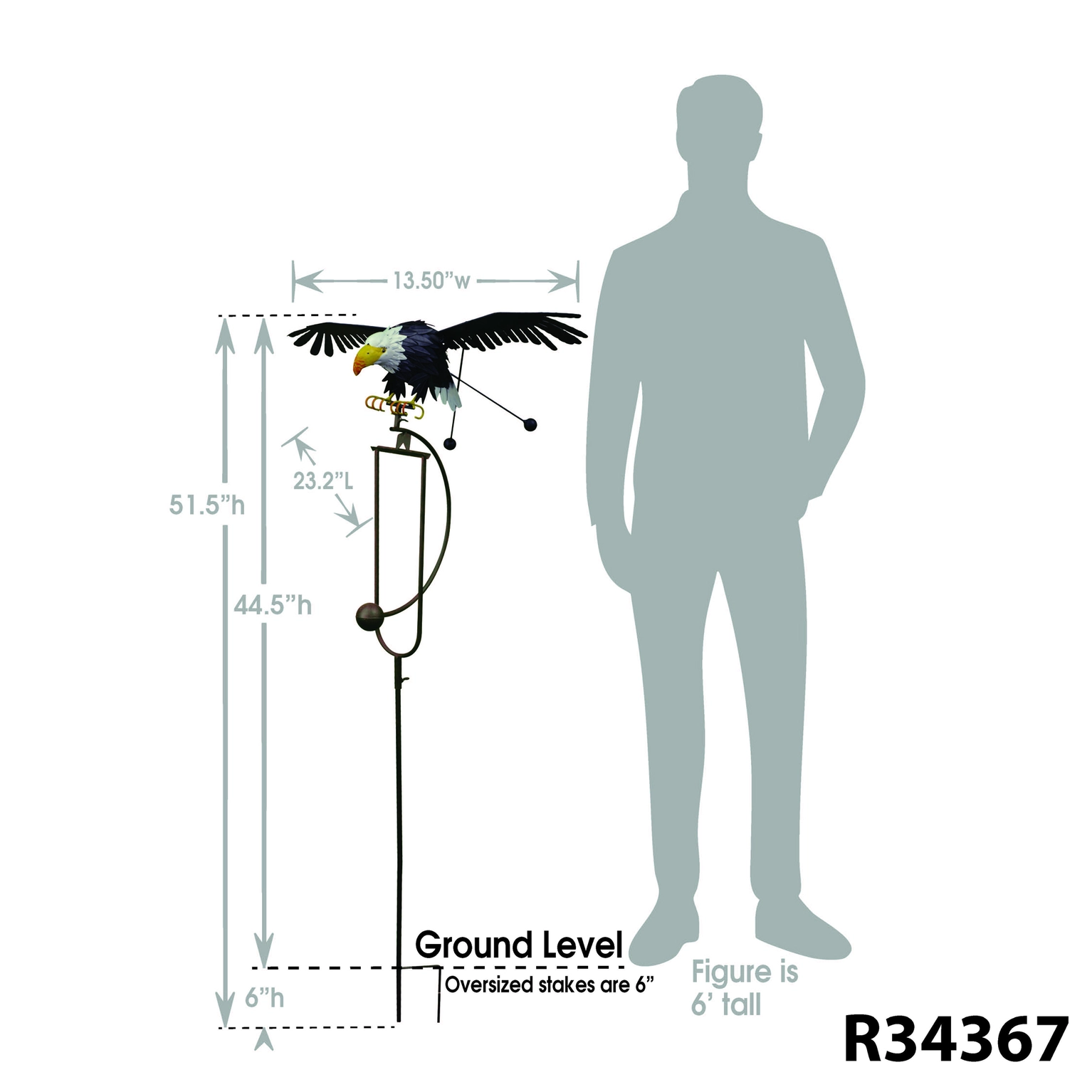 Small Bald Eagle Balance Rocker Garden Stake