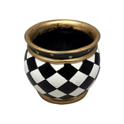 Resin Black and White Plaid Planter
