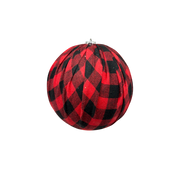 9"   Shatterproof Buffalo Plaid Fabric Wrapped Ball Ornament