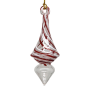 Candy Cane Stripe Blown Glass Ornament - Teardrop