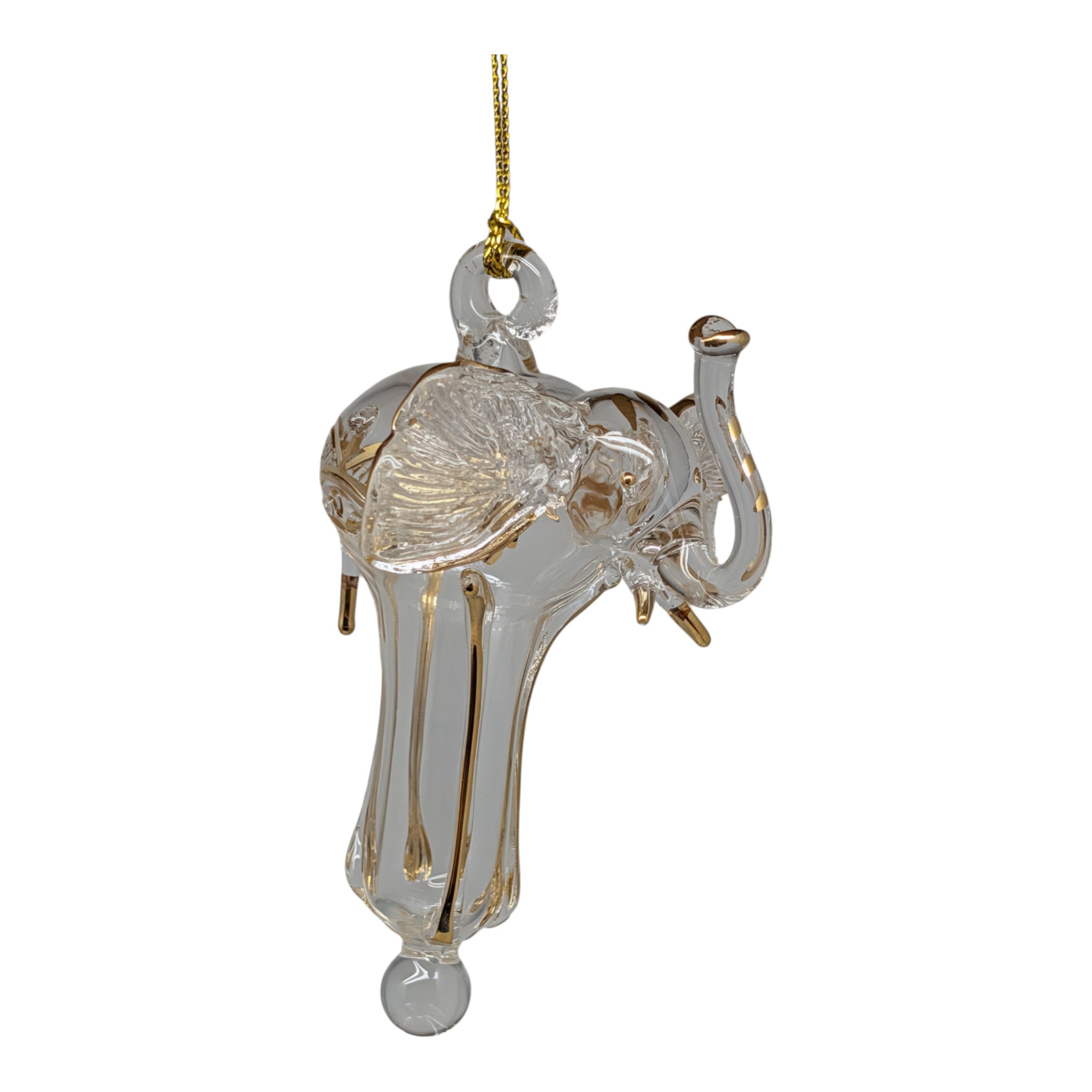 Clear and Gold Elephant Ornament