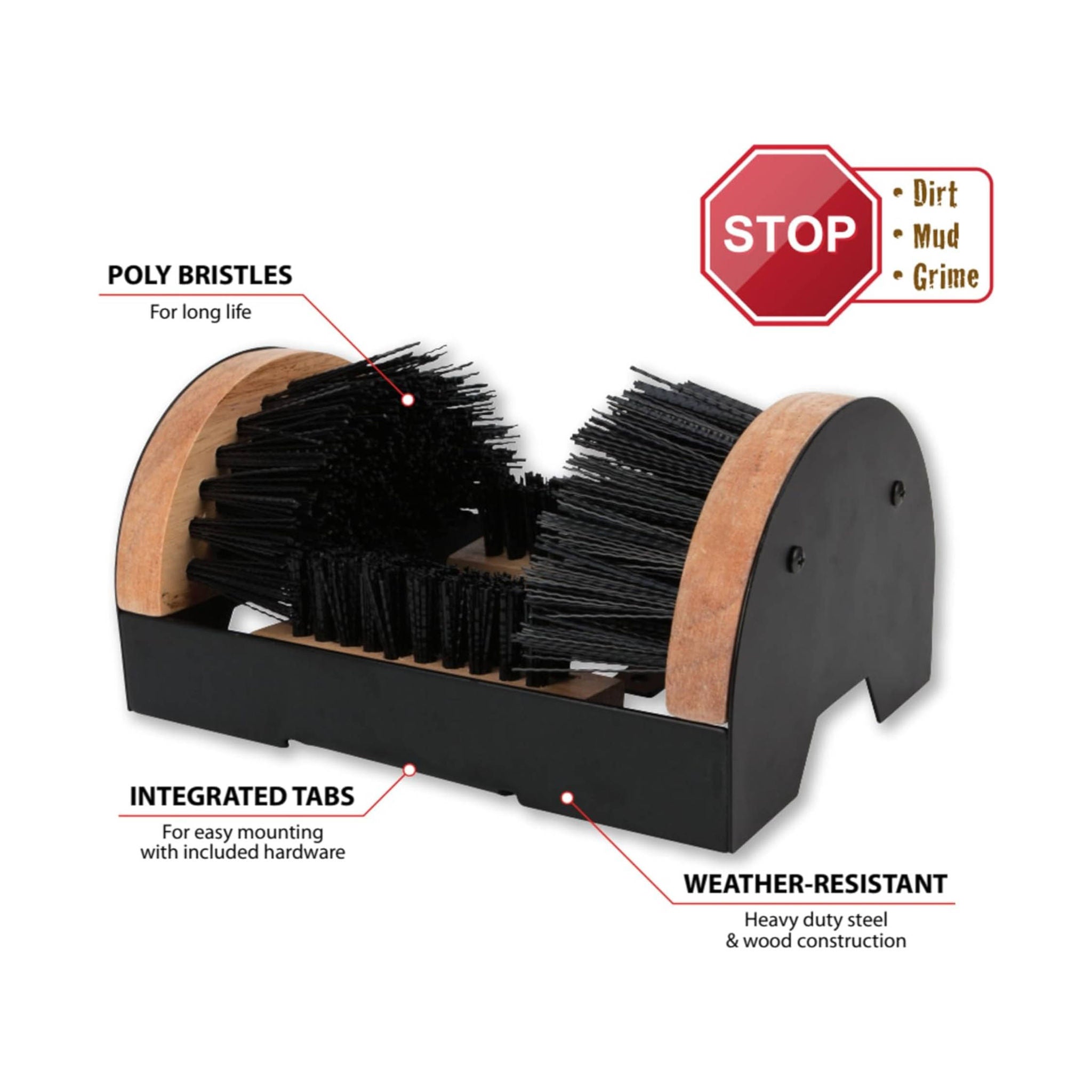 Performance Tool Boot Brush Cleaner Floor Mount With Hardware - Black by Lenny's Shoe & Apparel