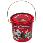 Gift Tin with Handle and Lid - Village Scene