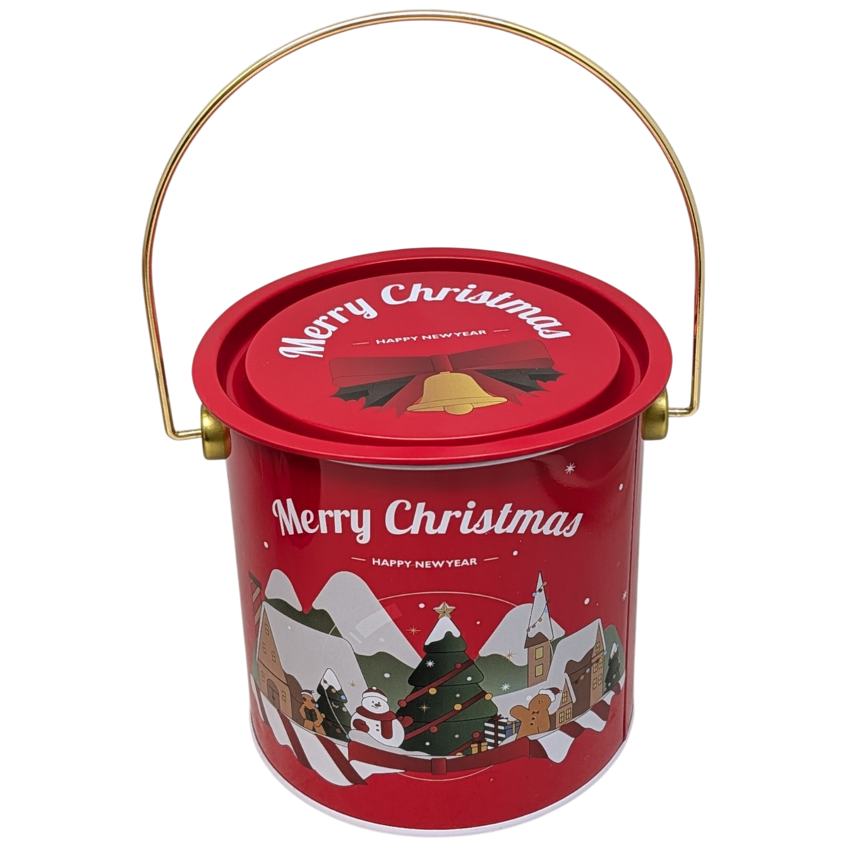 Gift Tin with Handle and Lid - Village Scene