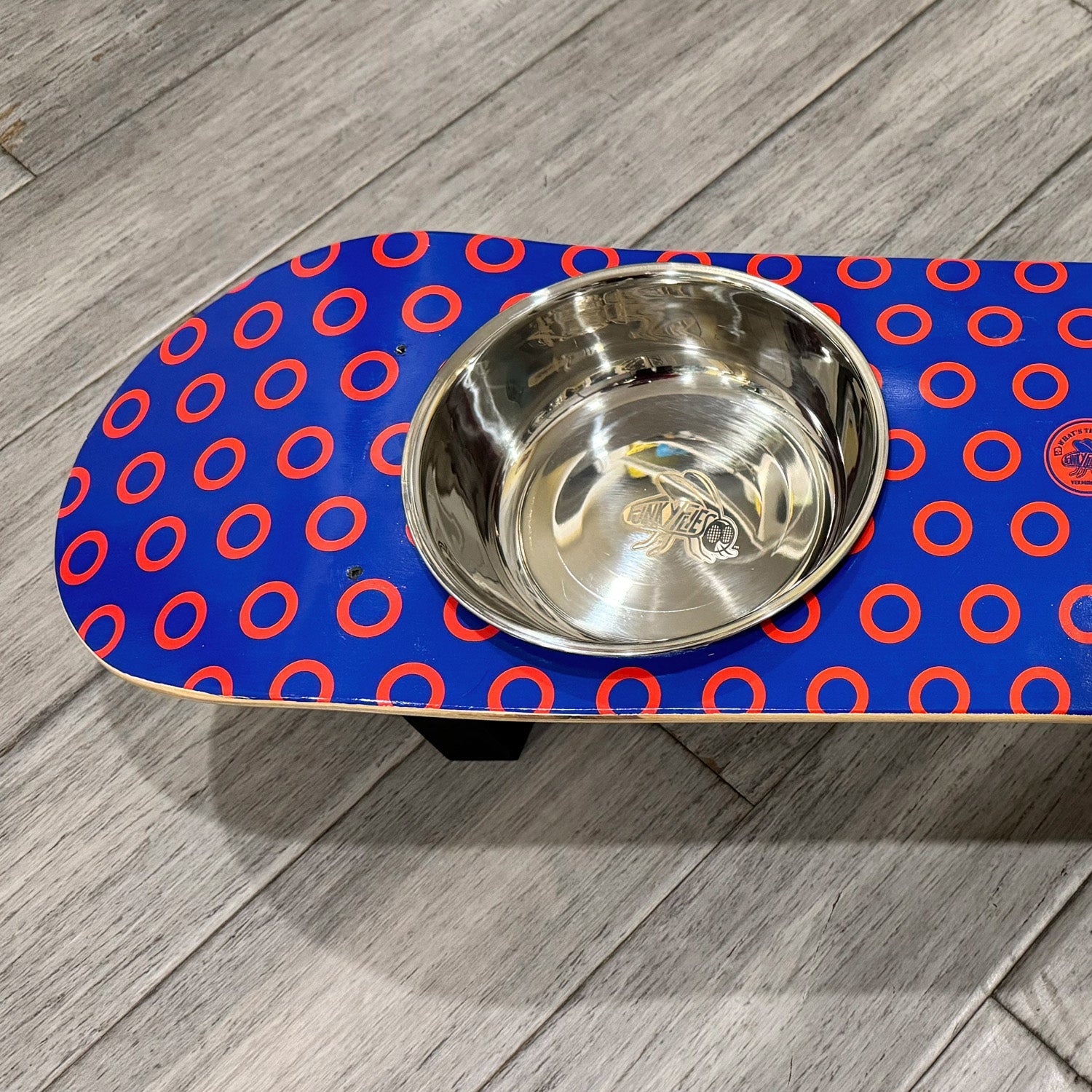 Phunky Donuts - Elevated Skateboard Cat Feeding Stand with 2 Bowls
