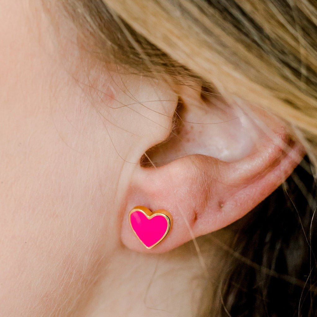 Enamel Heart Studs by elliparr