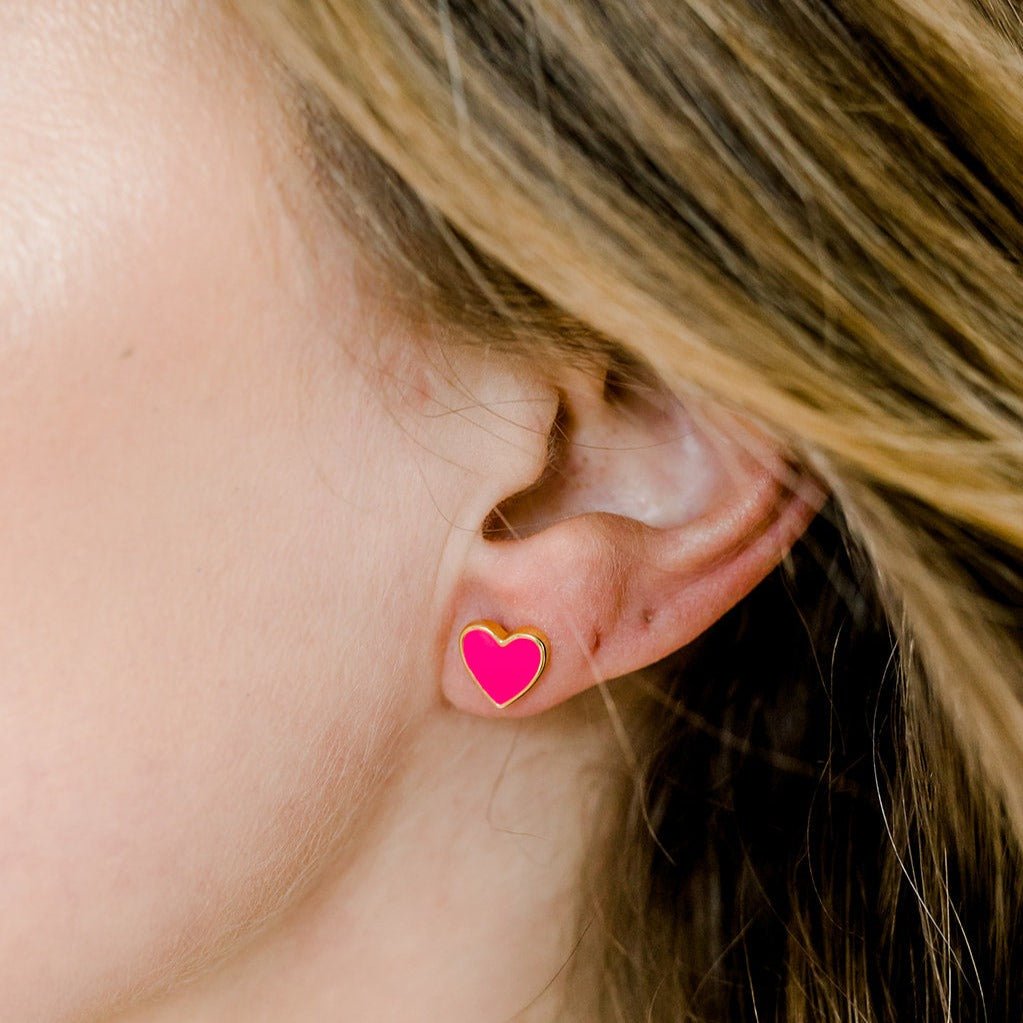 Enamel Heart Studs by elliparr