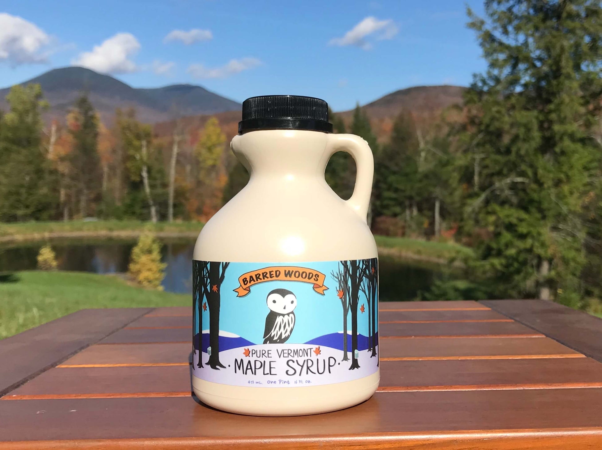 Pure Organic Vermont Maple Syrup - Pint Jug - 16 ounces by Barred Woods Maple