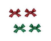 Red and Green Glitter Bows Earrings
