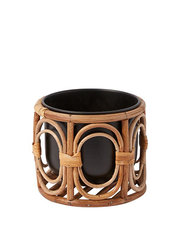 Black + Rattan Planter